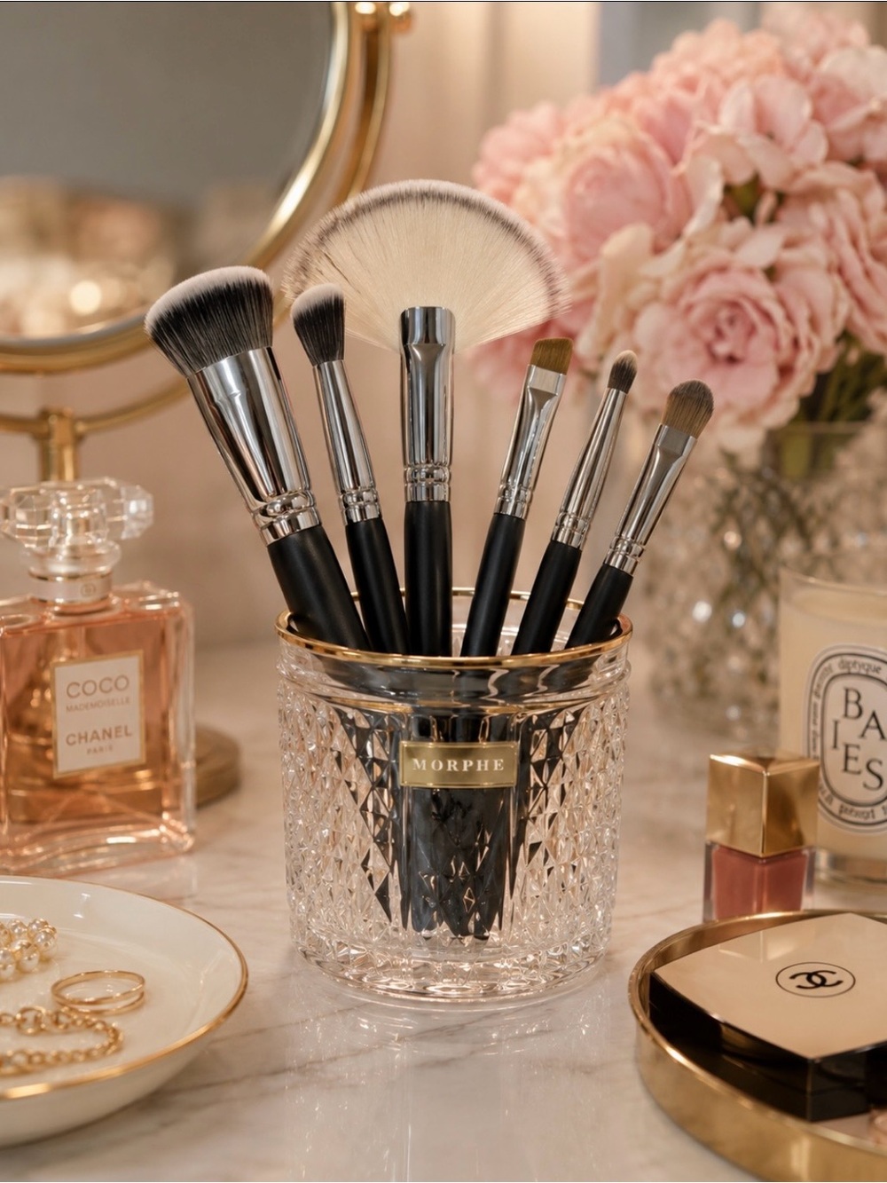 Morphe Set of 6 Black and Silver Makeup Brushes. NIP